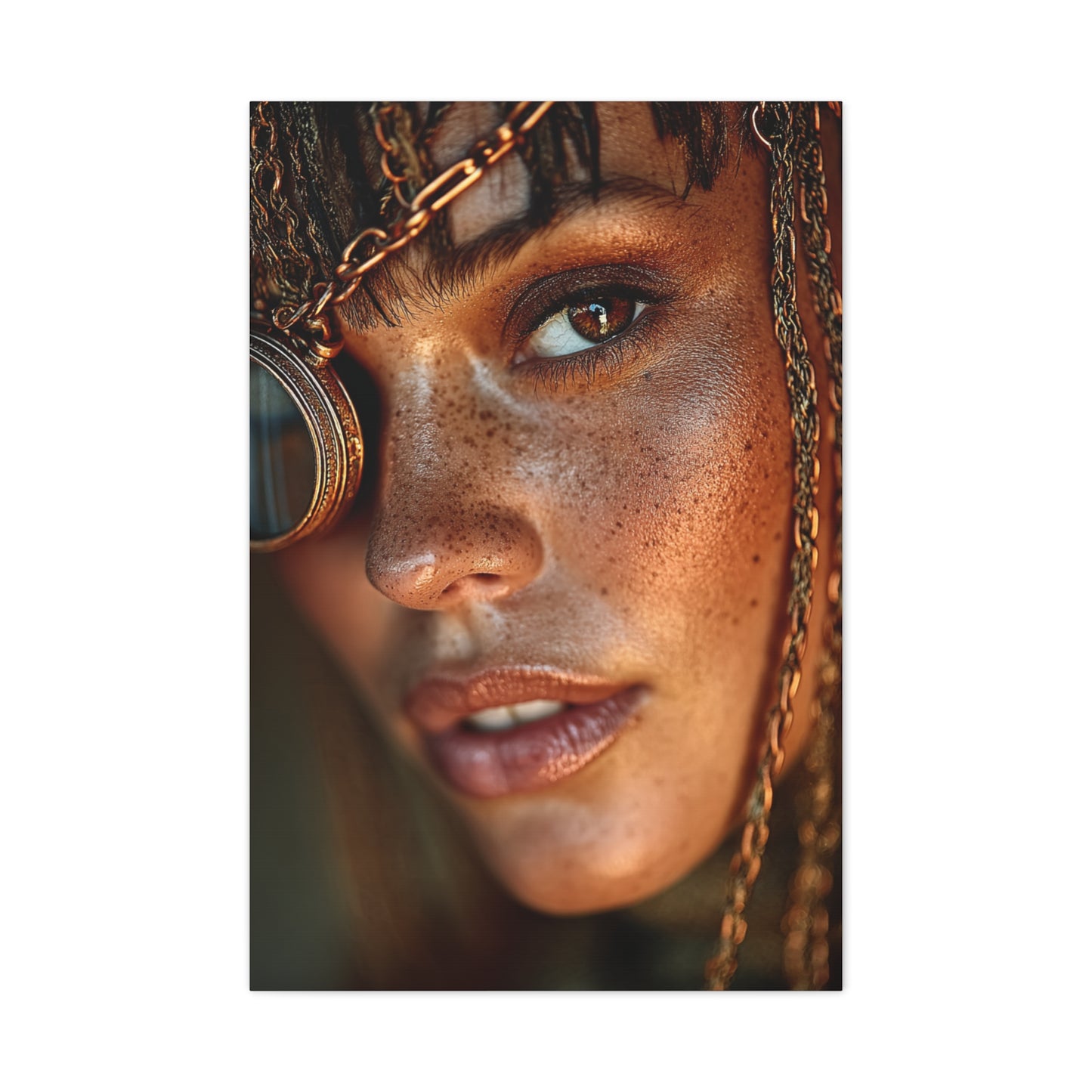 Copper Monocle Freckled Portrait Wall Art & Canvas Print