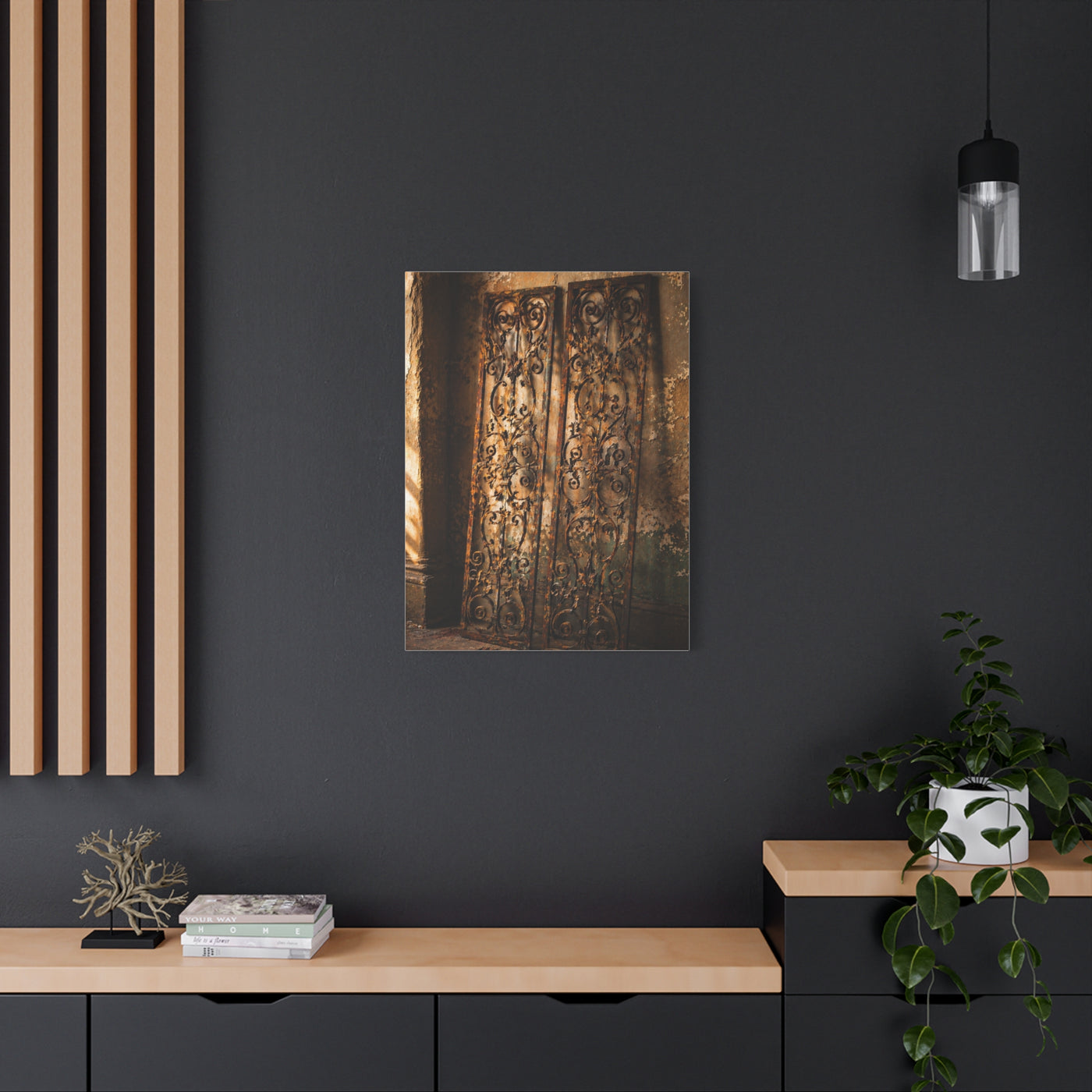 Wrought Iron Shutter Study Wall Art & Canvas Print