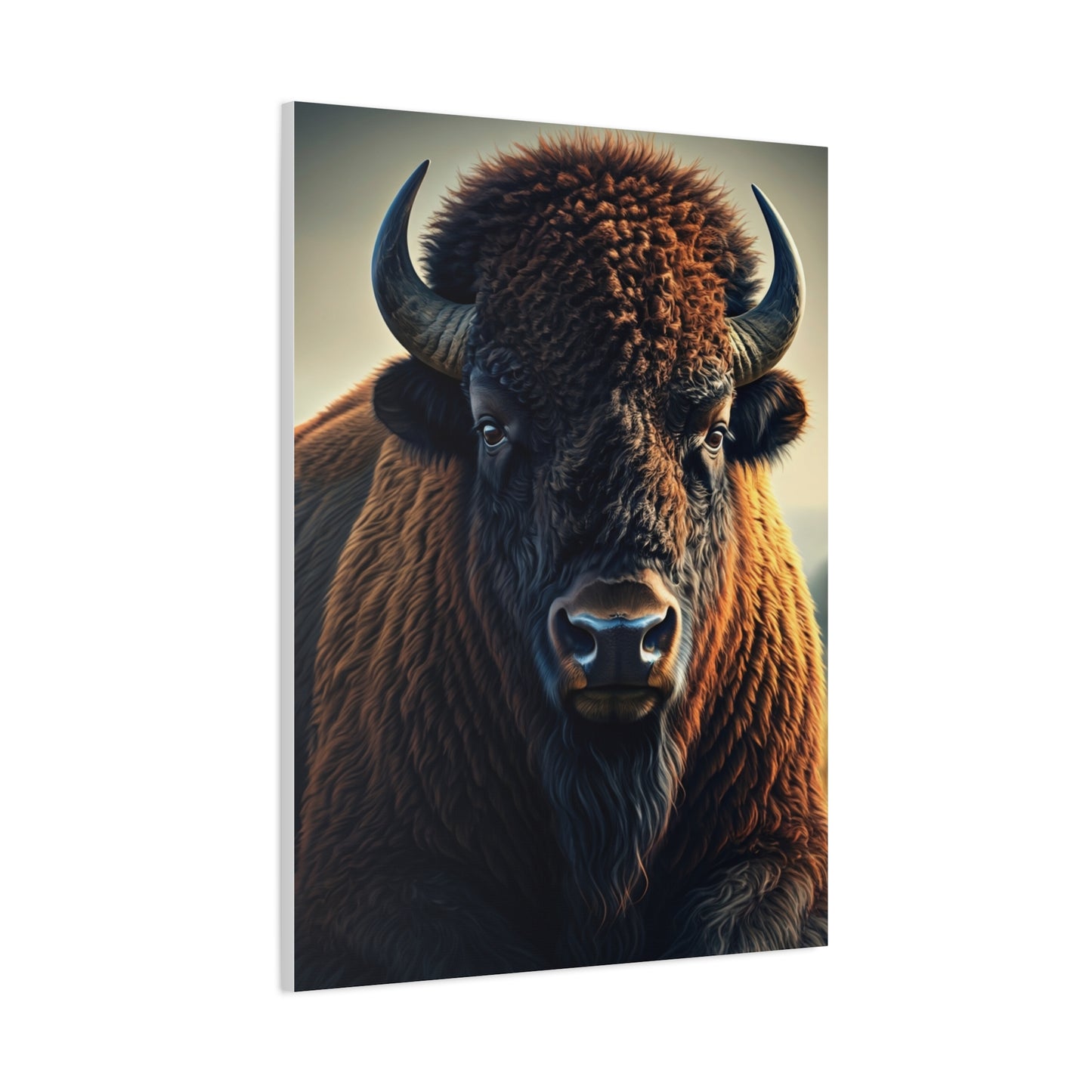Classic Frontal American Bison Portrait Wall Art & Canvas Print