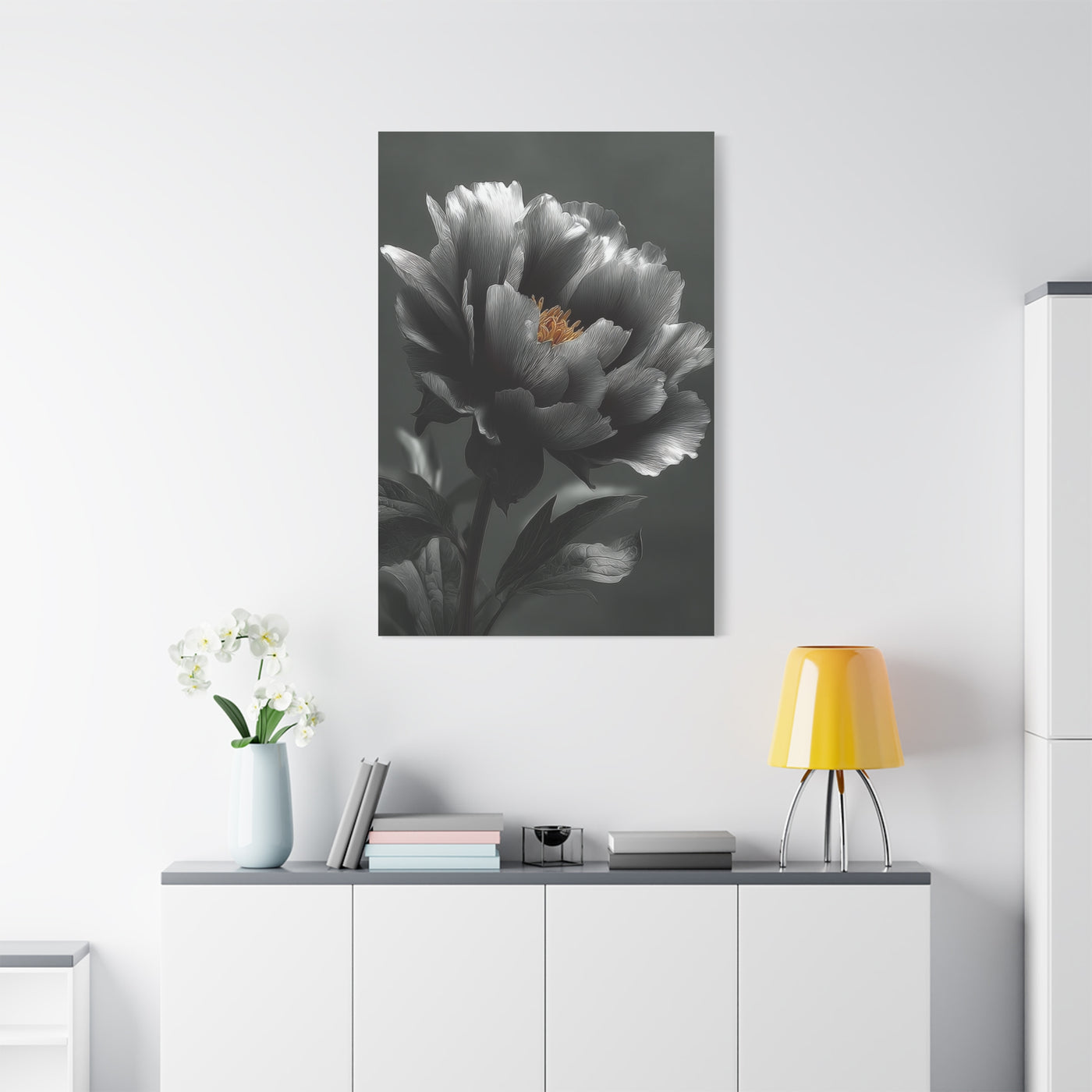 Silver Peony Fine Art Floral Wall Art & Canvas Print