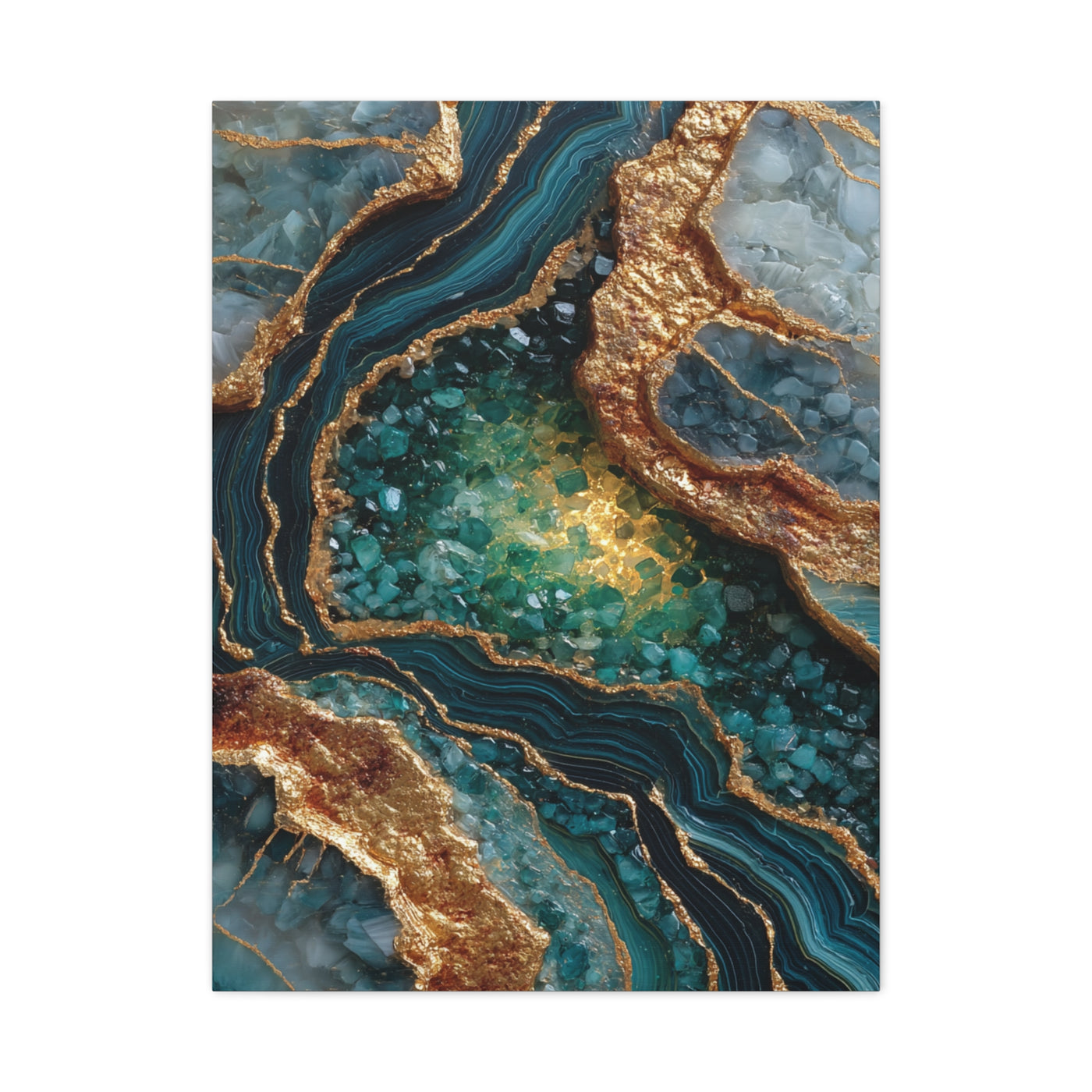 Emerald Gold Geode Abstract Wall Art & Canvas Print