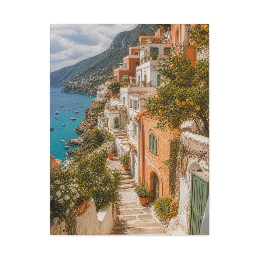 Mediterranean Cliffside Village Wall Art & Canvas Print