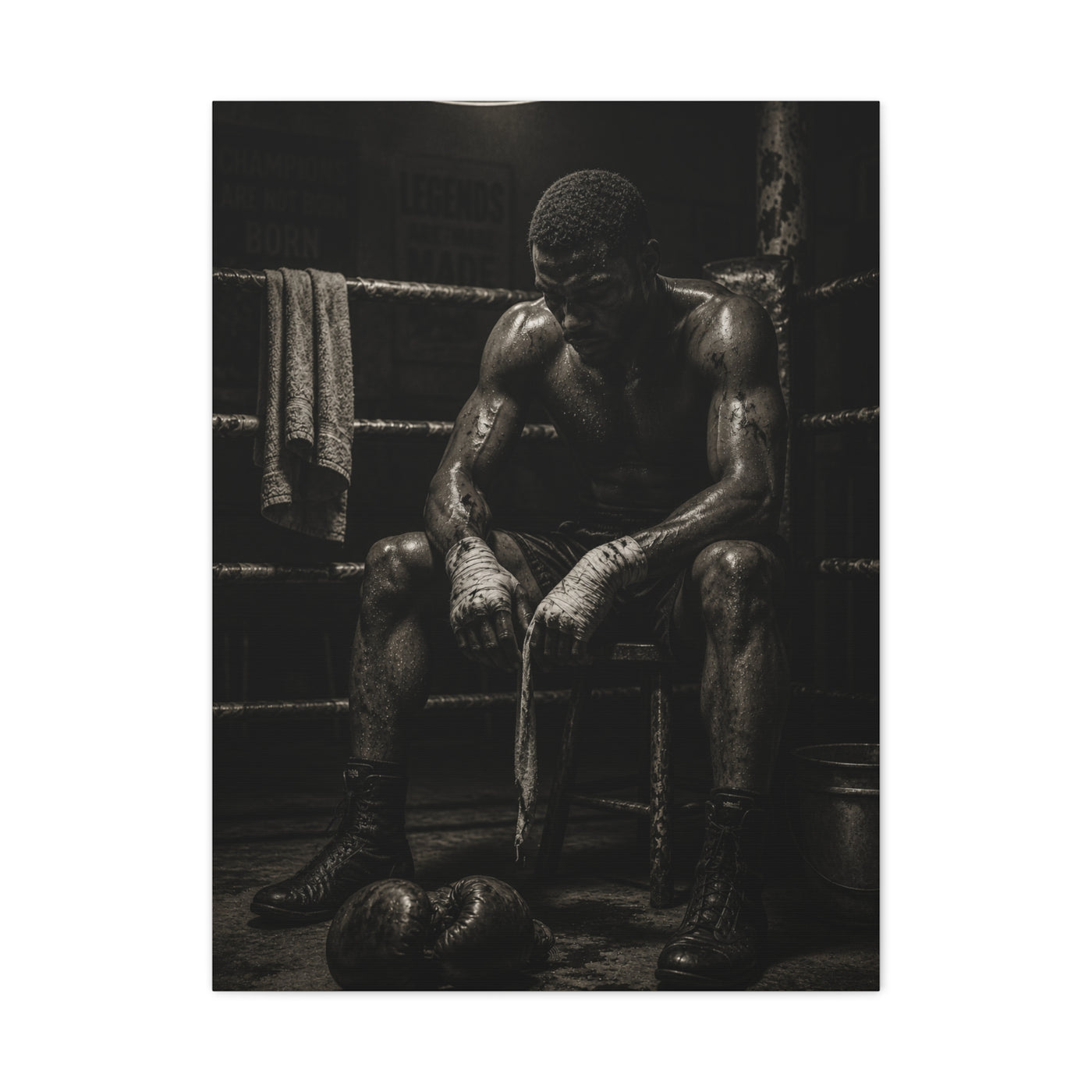 Monochrome Boxer Legacy Sports Wall Art & Canvas Print