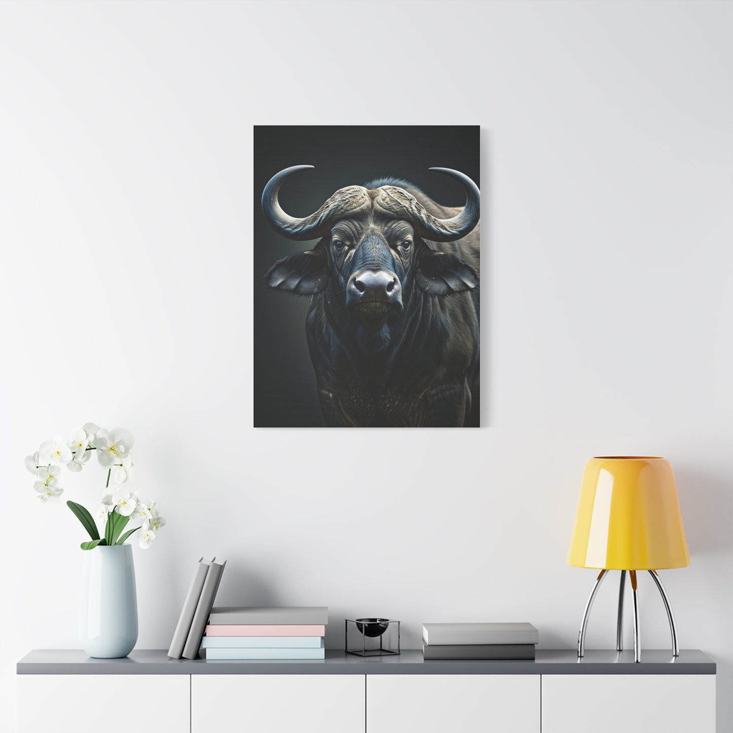 Ultra-Dark Matte Cape Buffalo Portrait Wall Art & Canvas Print
