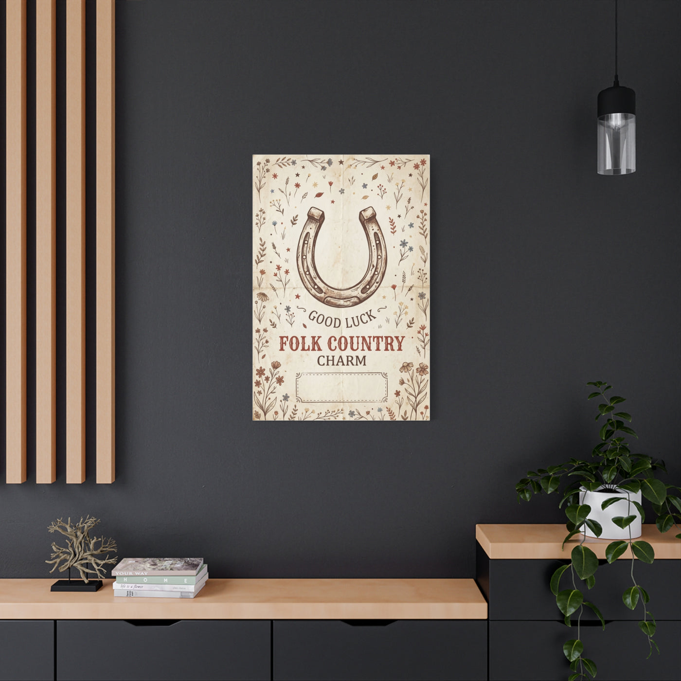 Rustic Horseshoe Folk Charm Poster Wall Art & Canvas Print