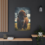 Bison Under Storm Clouds Prairie Portrait Wall Art & Canvas Print