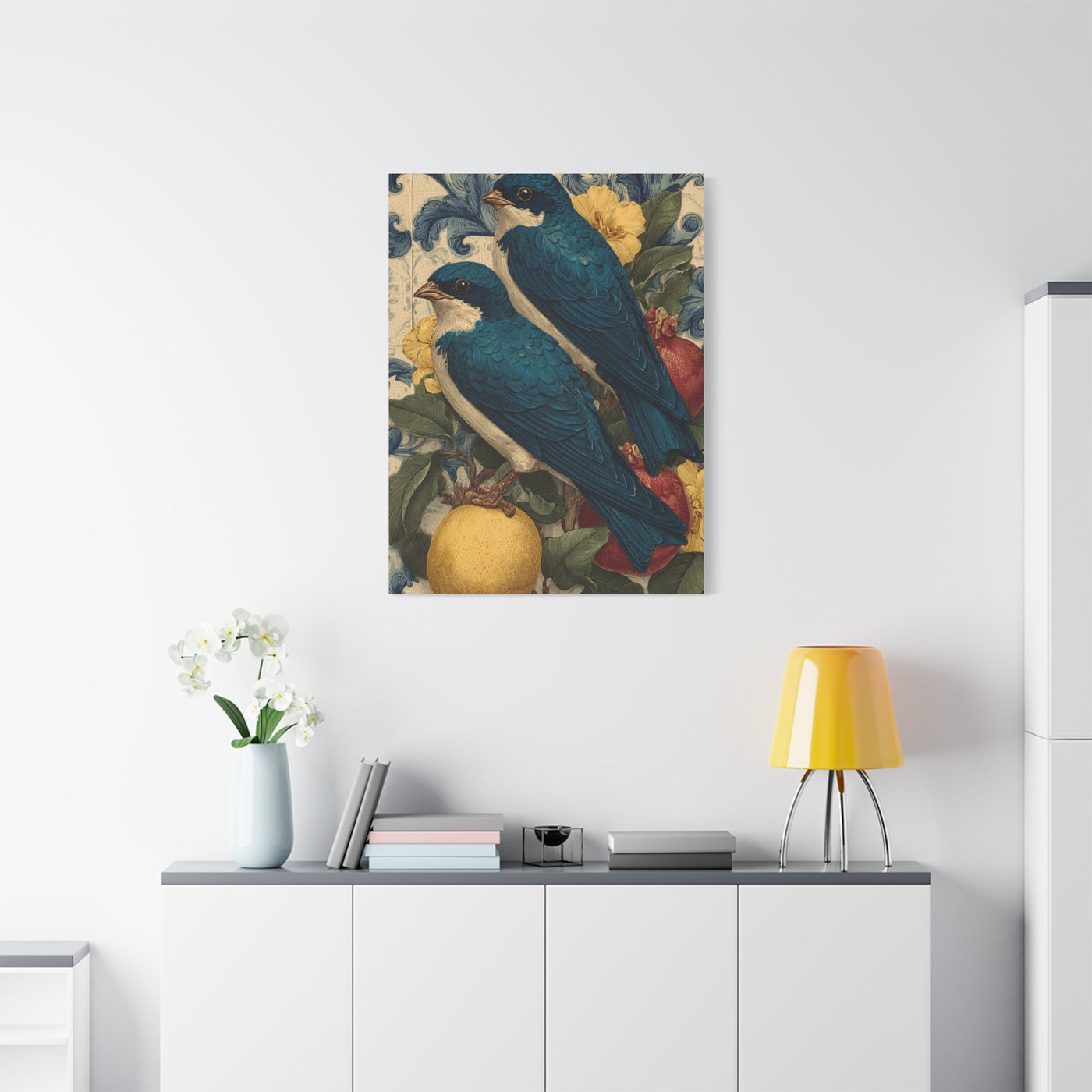 Italian Majolica Swallow & Citrus Wall Art & Canvas Print
