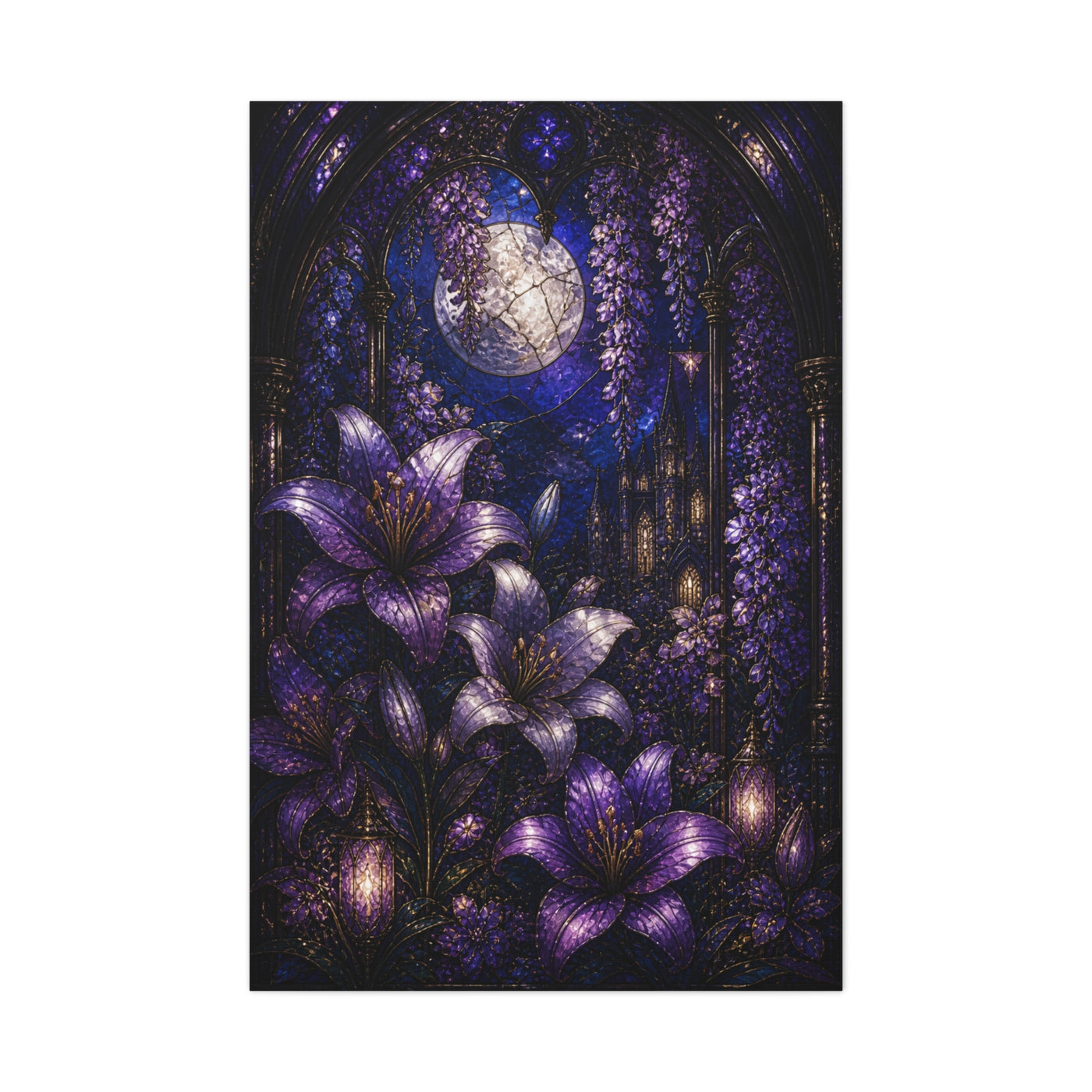 Stained Glass Violet Cathedral Garden Wall Art & Canvas Print