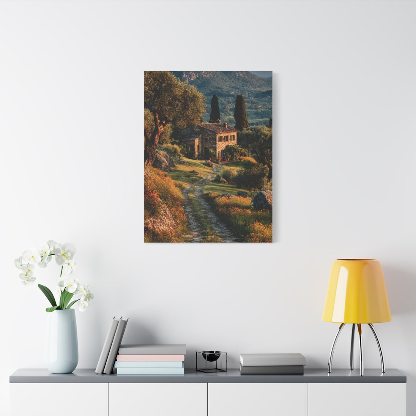 Tuscan Green Olive Grove Landscape Wall Art & Canvas Print