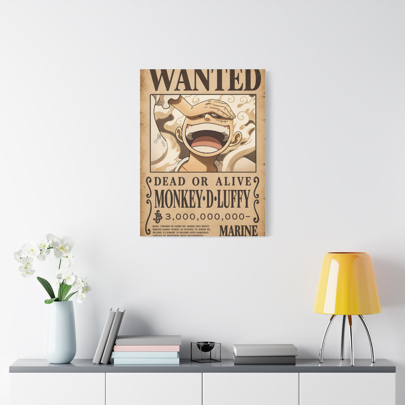 One Piece Monkey D. Luffy Gear 5 Wanted Poster Wall Art & Canvas Print