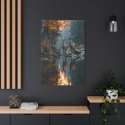 Autumn Forest Deer Reflection Wall Art & Canvas Print