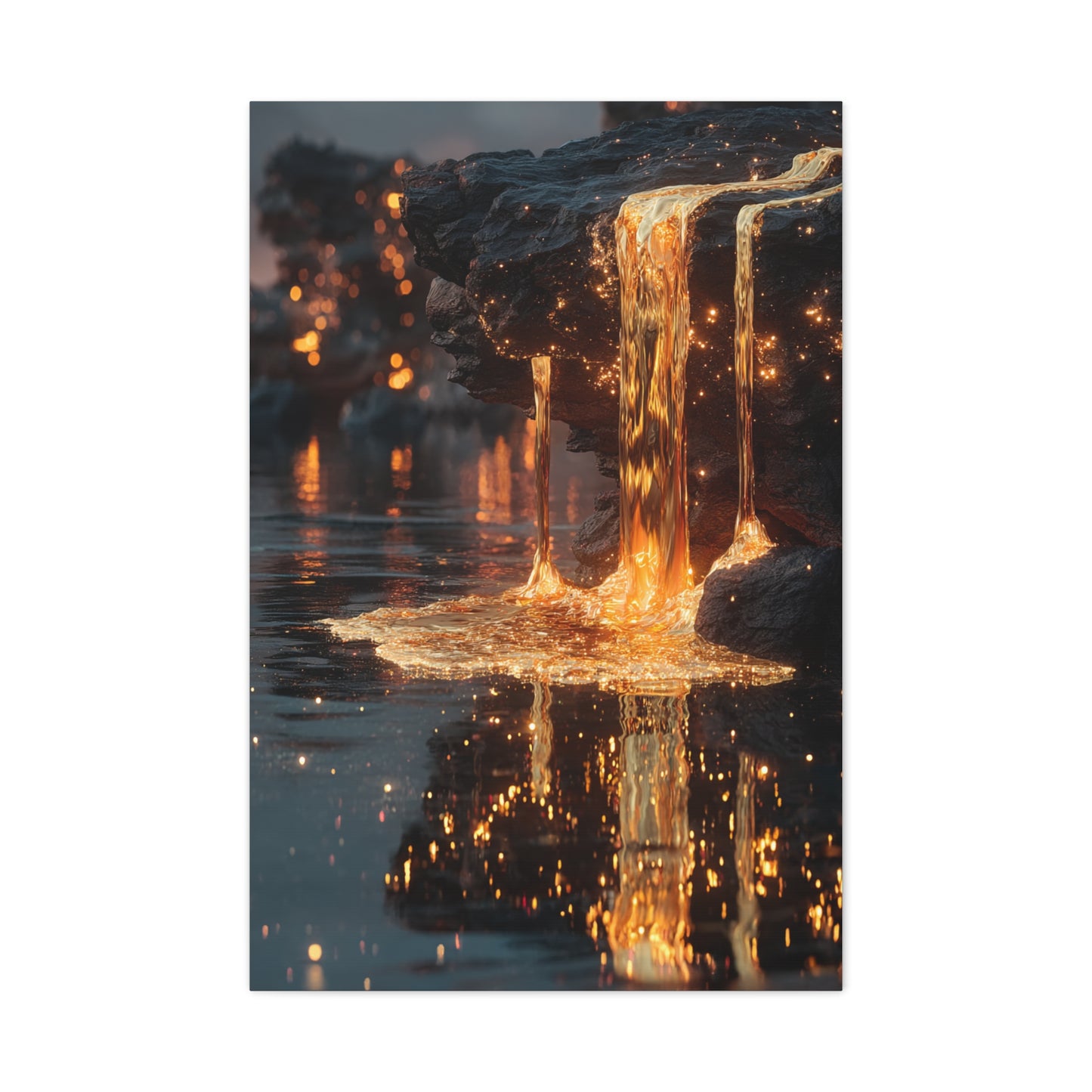 Molten Gold Waterfall Wall Art & Canvas Print