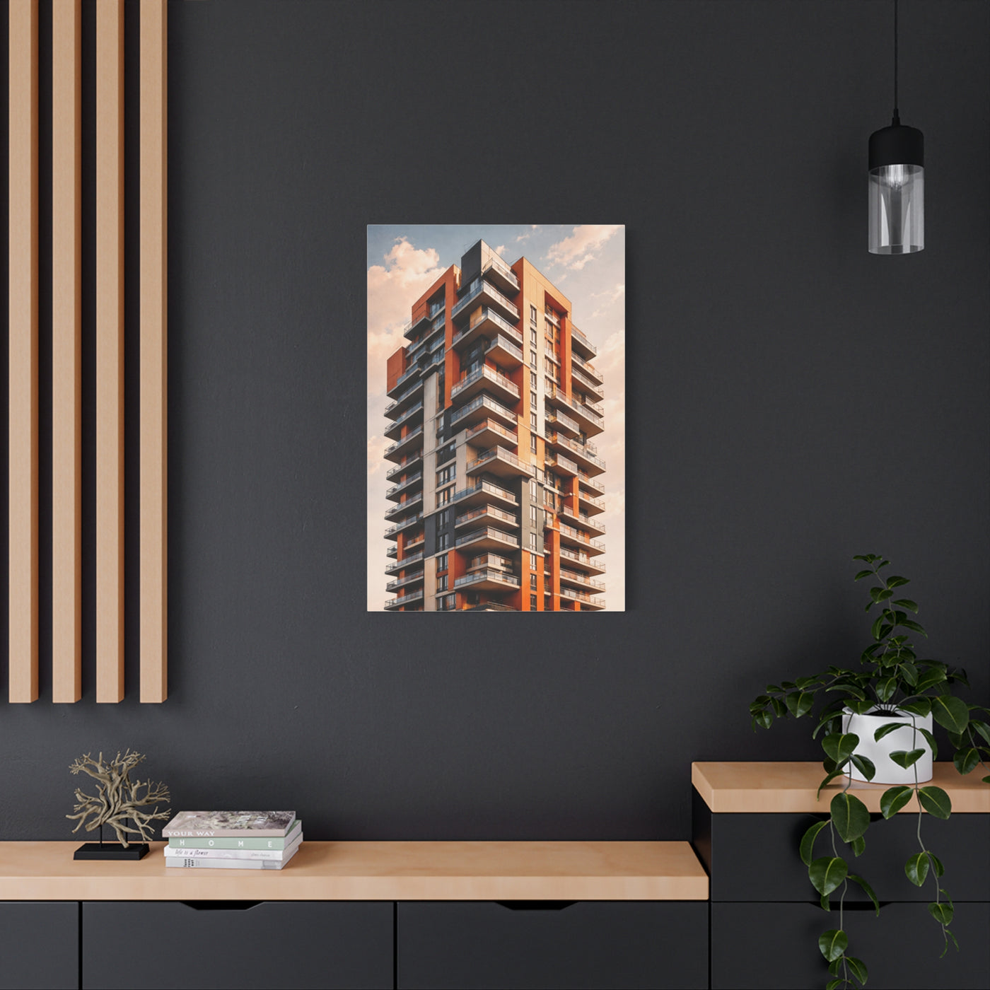 Modern Orange Architectural Tower Wall Art & Canvas Print