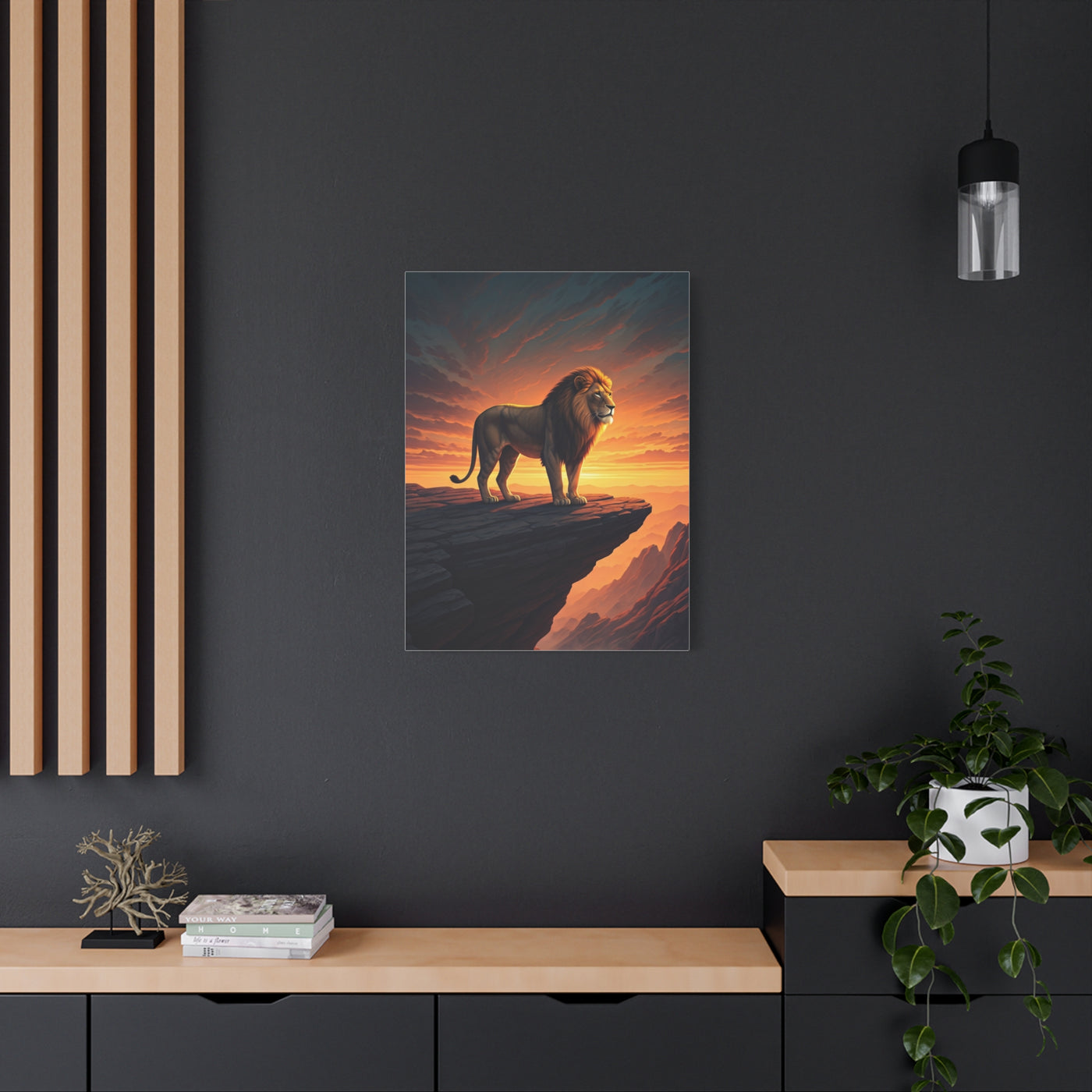 Lion King on Cliff at Sunset Wall Art & Canvas Prints