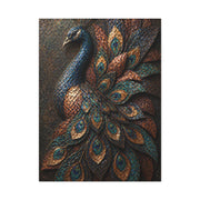 Sculptural Metal Peacock Relief Wall Art & Canvas Print