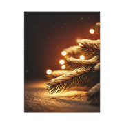 Snowy Pine Branch Fairy Lights Wall Art & Canvas Print