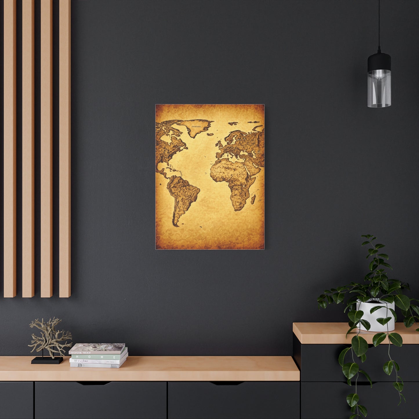 Vintage Portrait Sketch Map Background Wall Art & Canvas Print