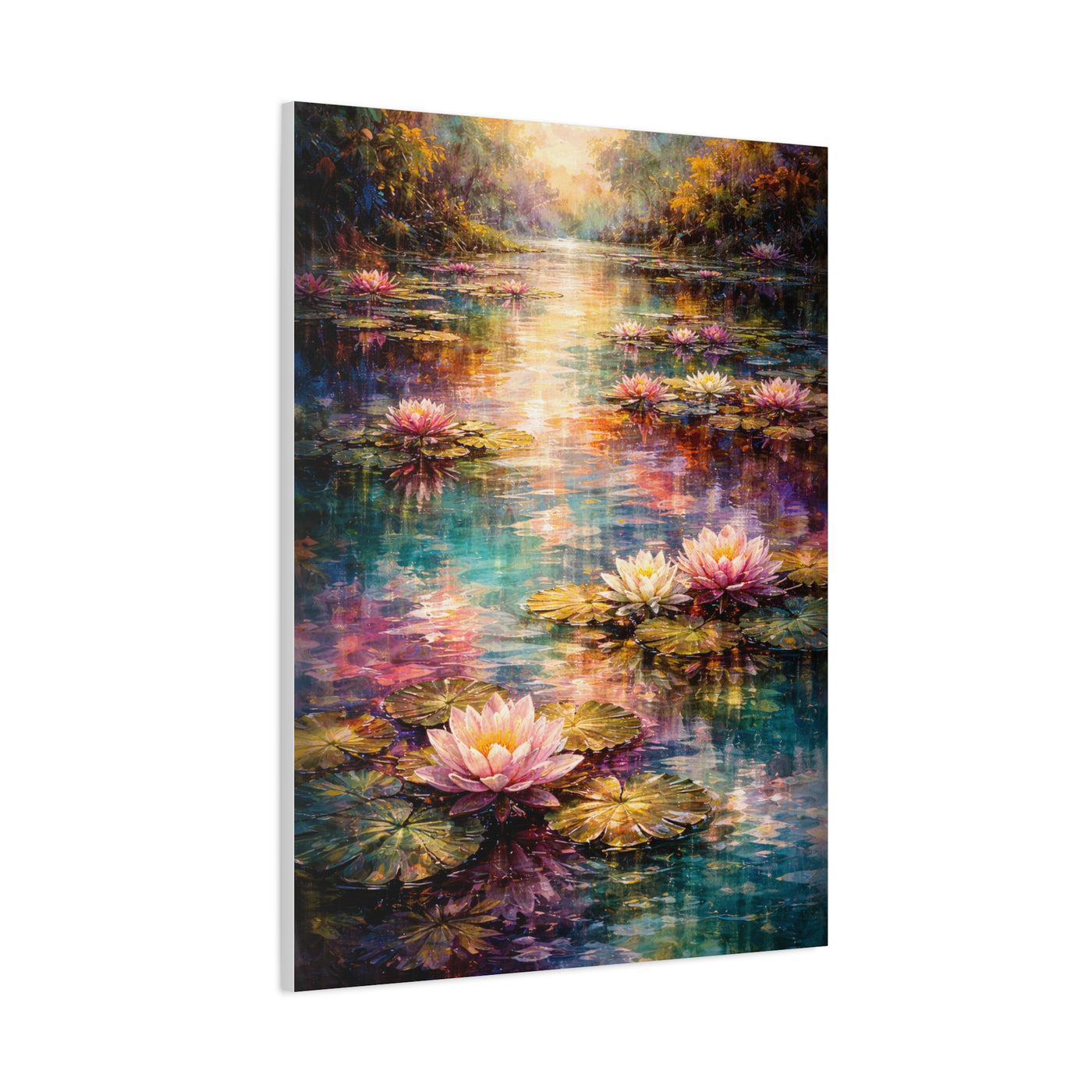 Impressionist Multicolor Water-Lily Pond Wall Art & Canvas Print