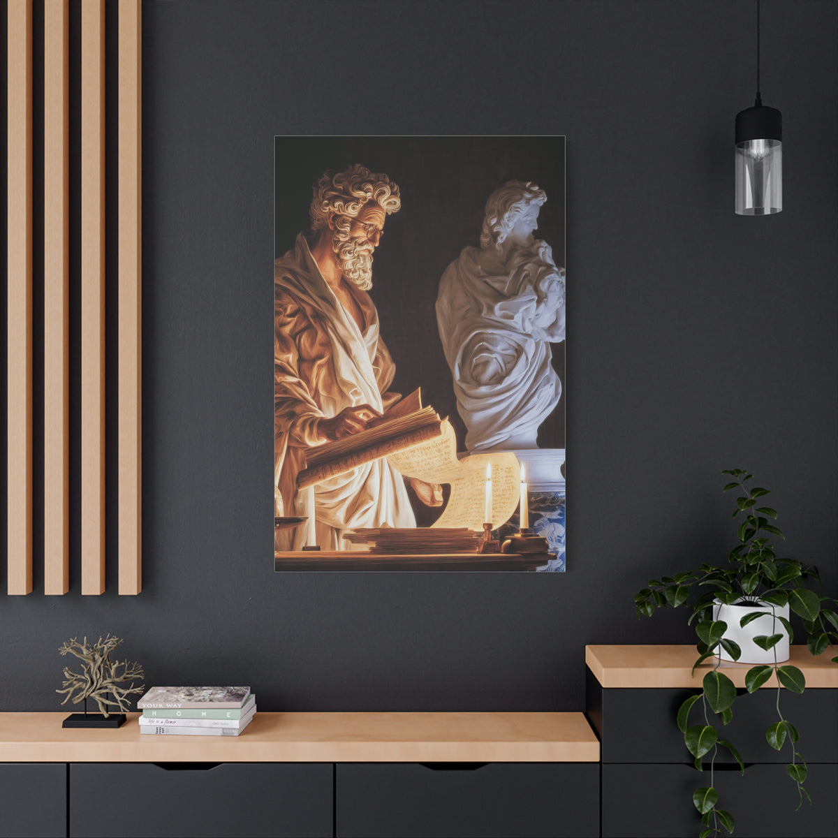 Renaissance Philosopher Reading Ancient Scrolls Wall Art & Canvas Print