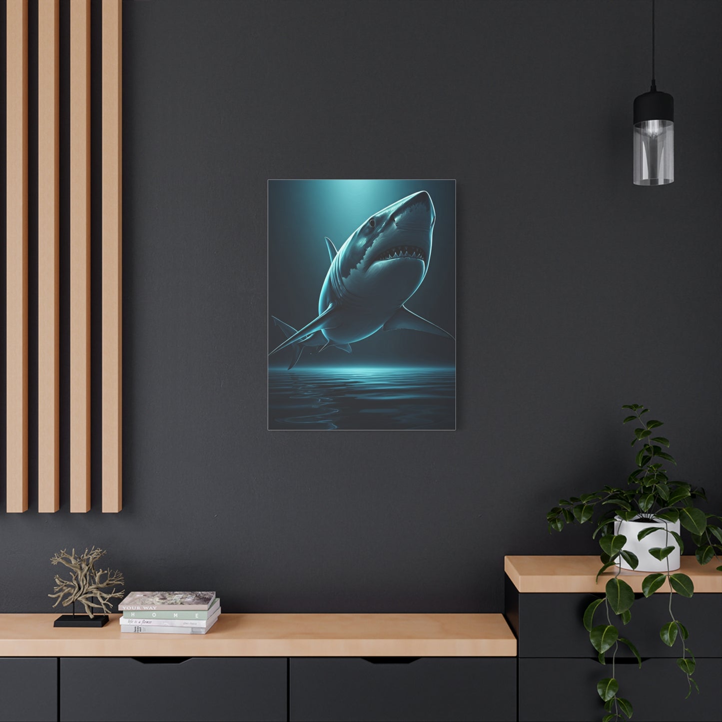 Great White Shark in Deep Blue Waters Wall Art & Canvas Prints