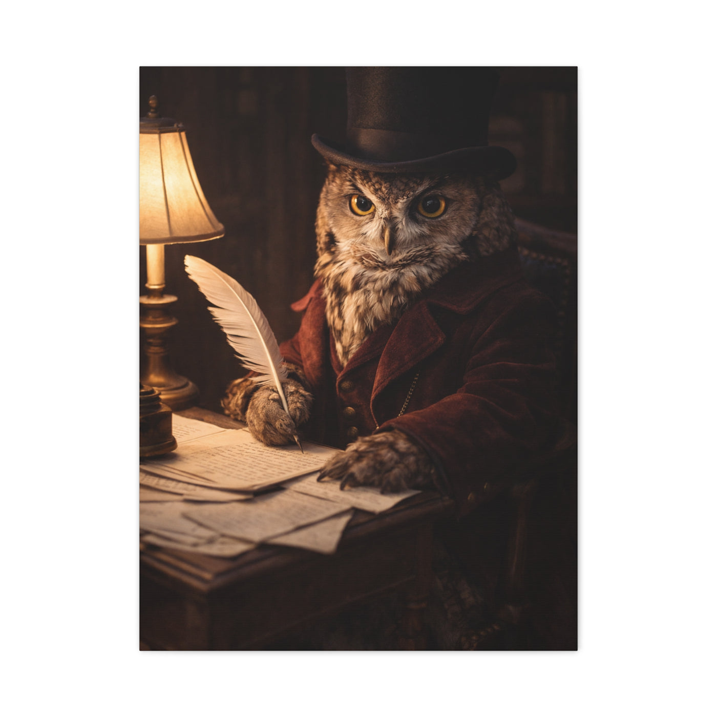 Gentleman Scholar Owl Portrait Wall Art & Canvas Print