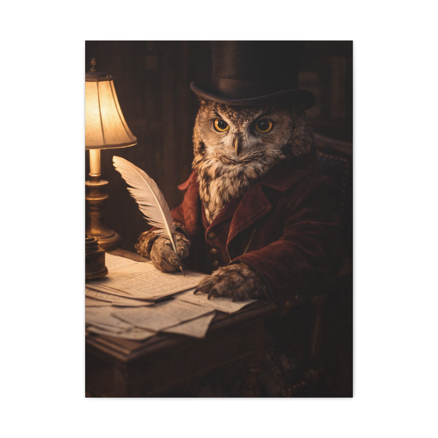 Gentleman Scholar Owl Portrait Wall Art & Canvas Print