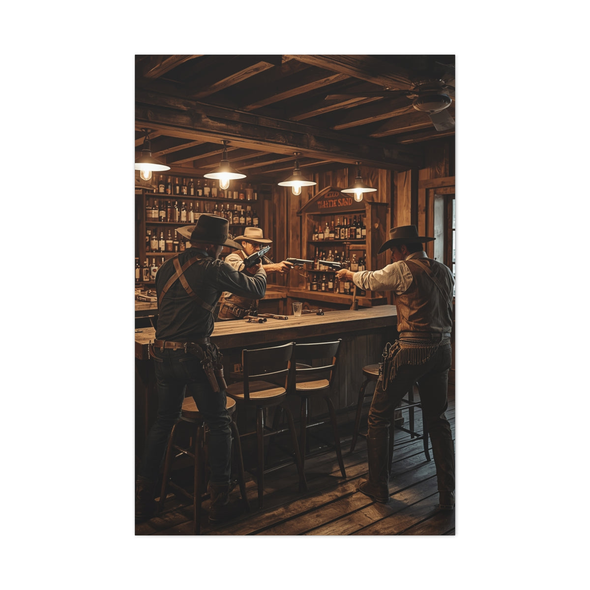 Wild West Saloon Gunfight Wall Art & Canvas Print