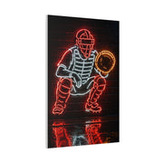 Neon Catcher Sign Sports Wall Art & Canvas Print