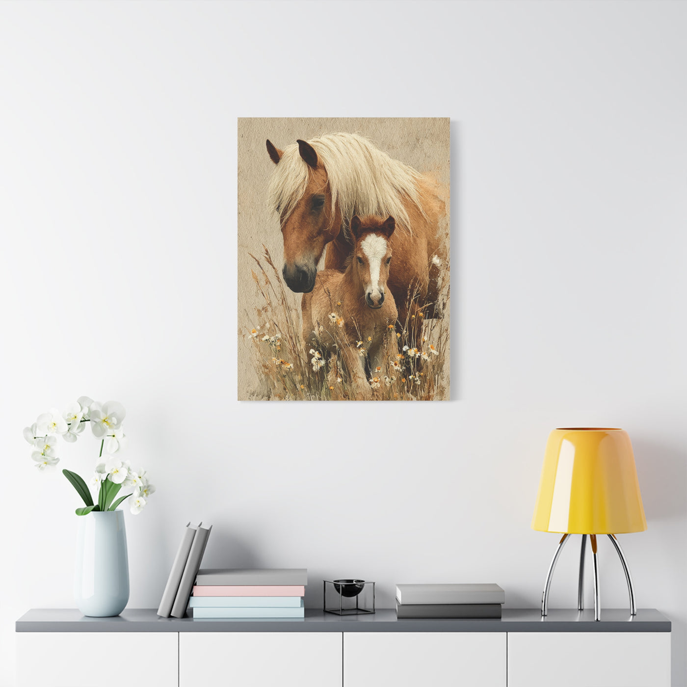 Mare and Foal Tender Bond Wall Art & Canvas Print