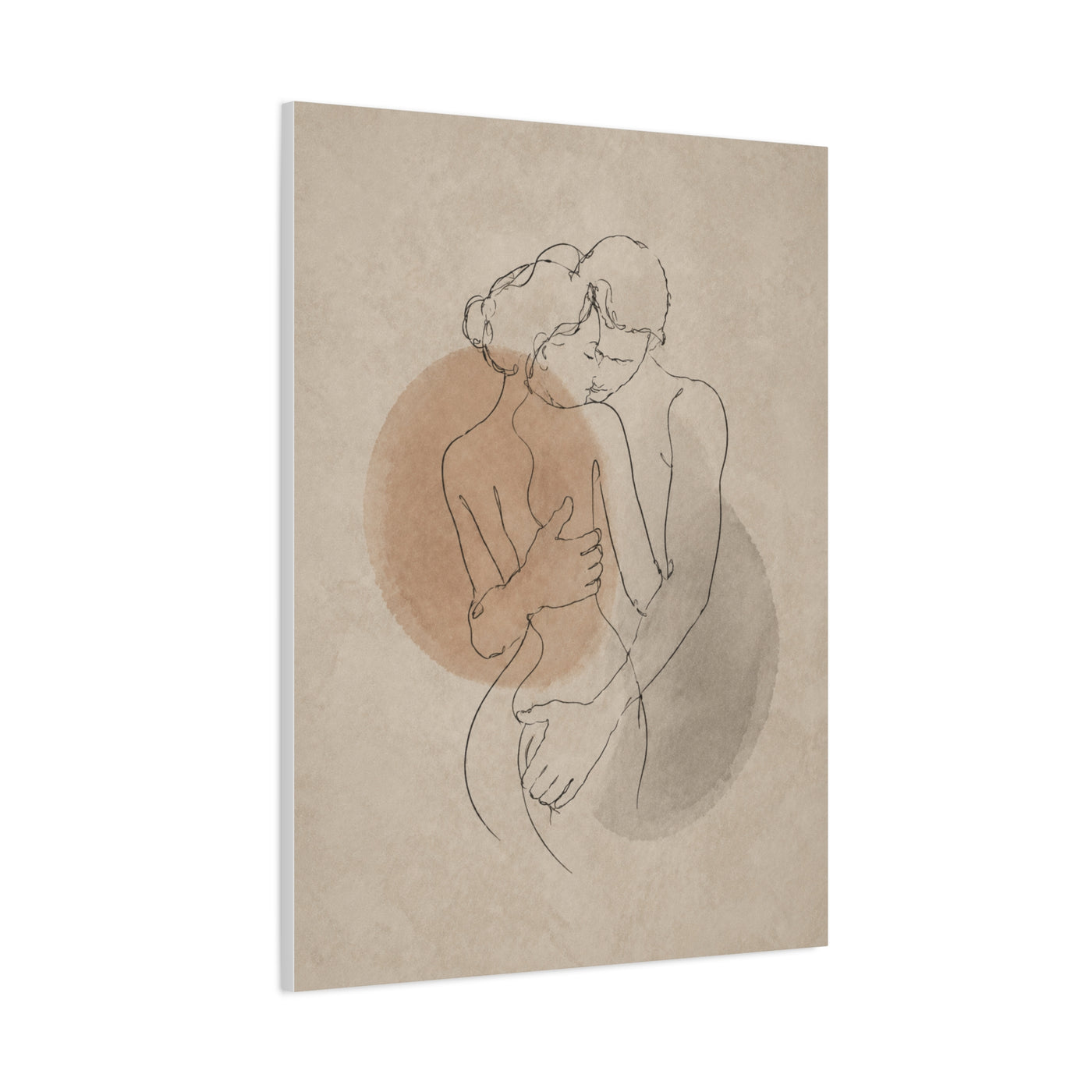 Minimal Line Couple Embrace Wall Art & Canvas Print