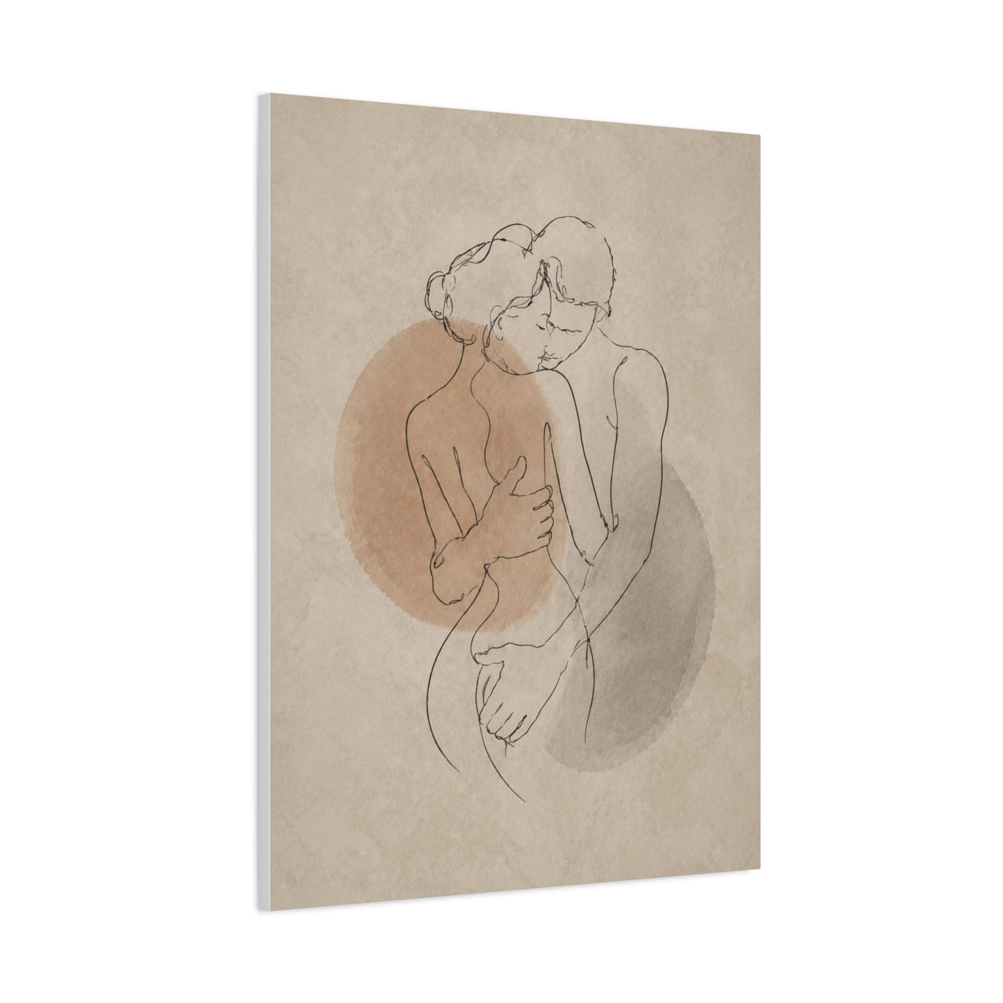 Minimal Line Couple Embrace Wall Art & Canvas Print