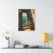Italian Coastal Window Painting Wall Art & Canvas Print