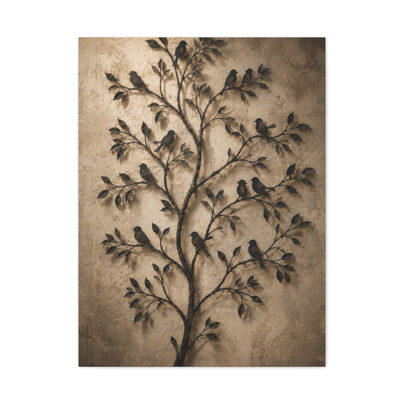 Minimal Metal Branch Birds Silhouette Trees Wall Art & Canvas Print