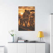 Lioness with Cubs Golden Path Wall Art & Canvas Print