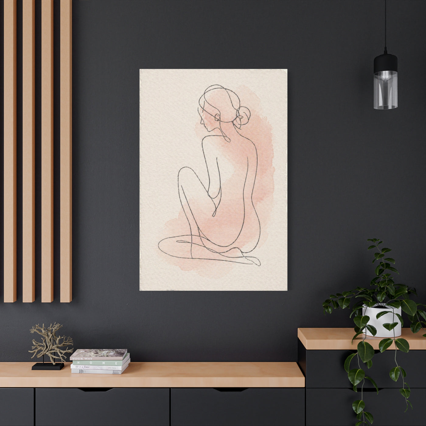 Minimal Blush Line Figure Wall Art & Canvas Print