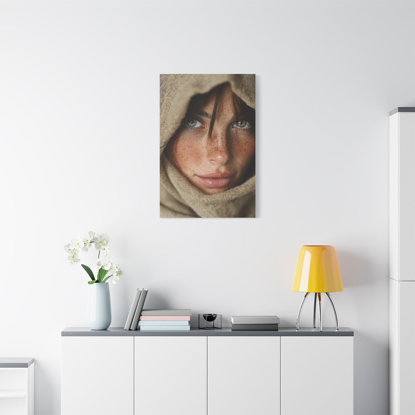 Freckled Muse Linen Hood Portrait Wall Art & Canvas Print