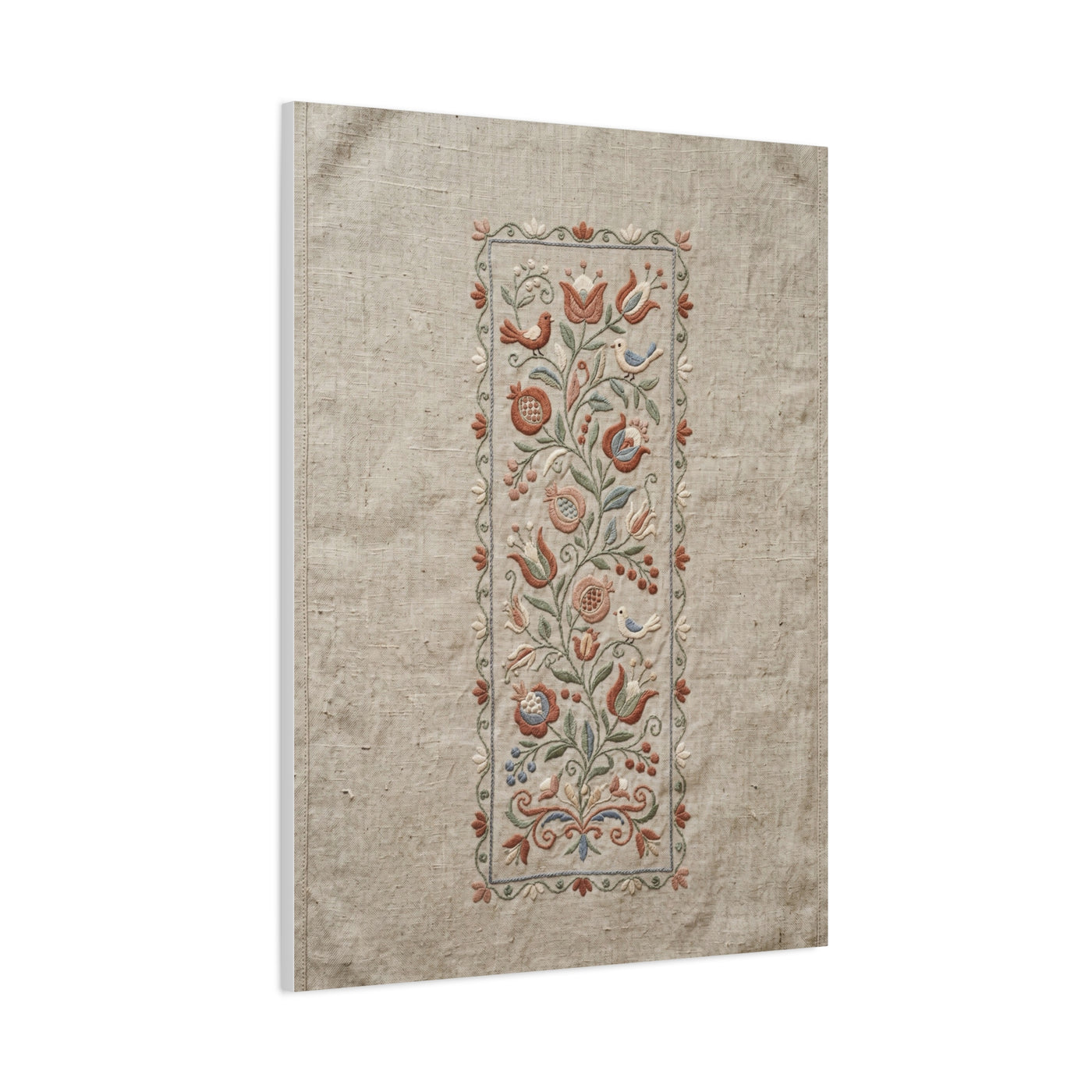 Rustic Folk Botanical Embroidery Strip Wall Art & Canvas Print