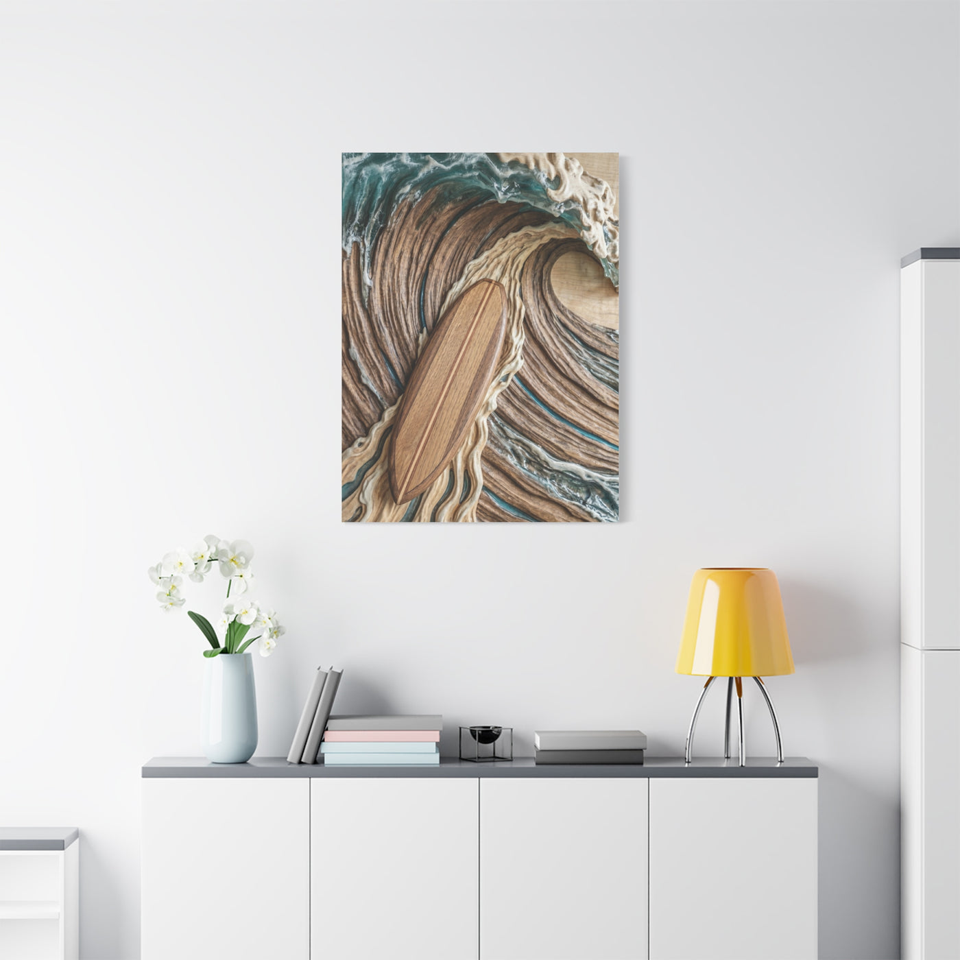 Surfboard Carved Barrel Wave Perspective Wall Art & Canvas Print