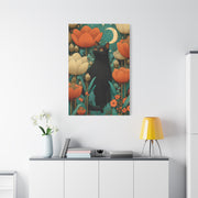 Folk Black Cat Garden Wall Art & Canvas Print