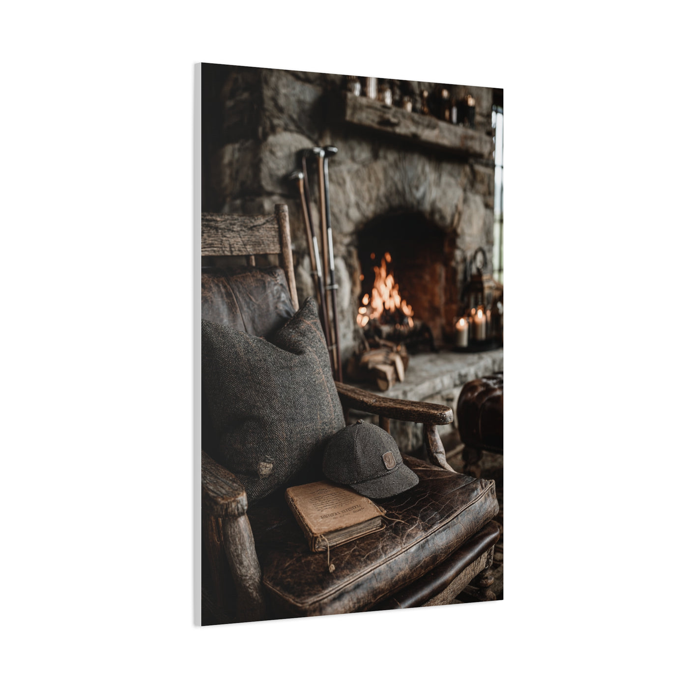 Old Caddie Chair Fireside Golf Still Life Wall Art & Canvas Print