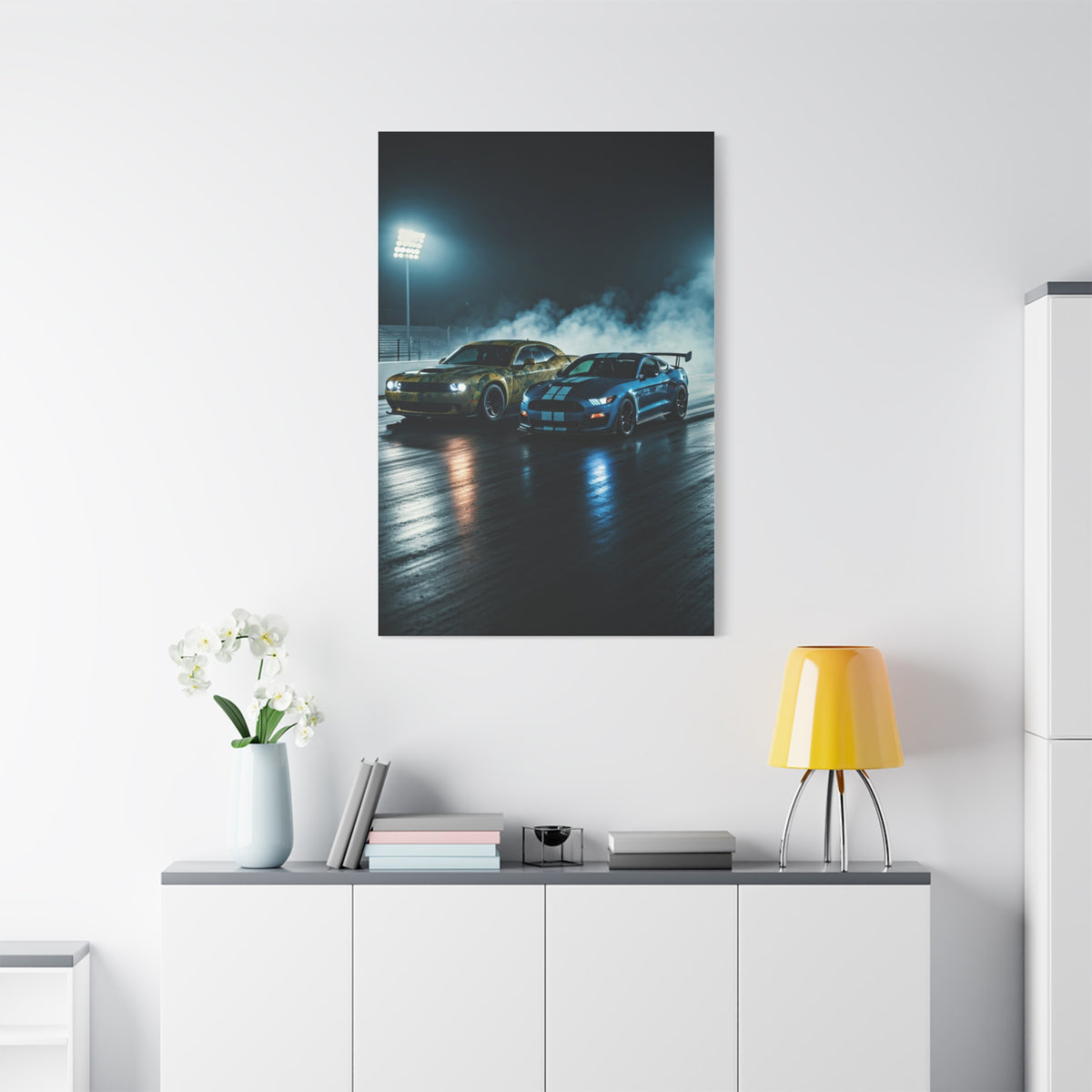 Burnout Ritual – Demon Smoke vs Shelby GT500 Precision Wall Art & Canvas Prints
