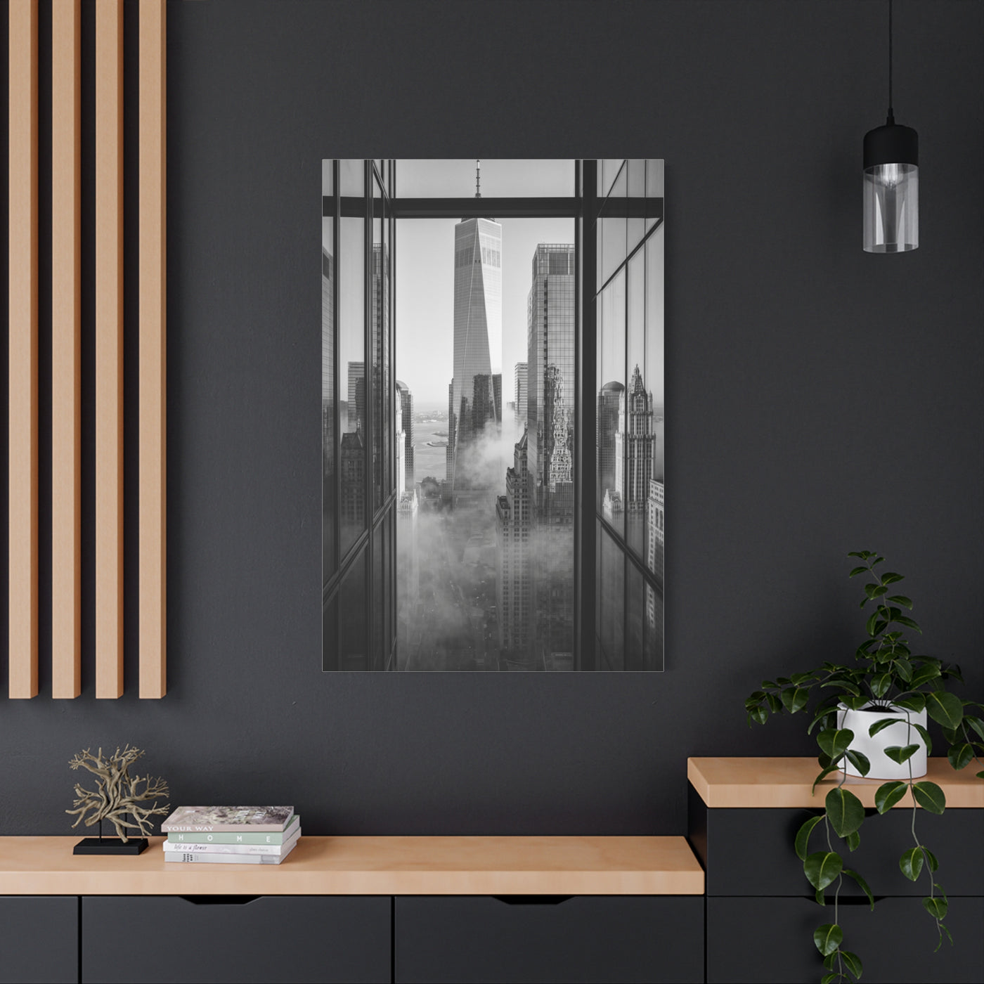 Executive Skyline Through Glass Wall Art & Canvas Print