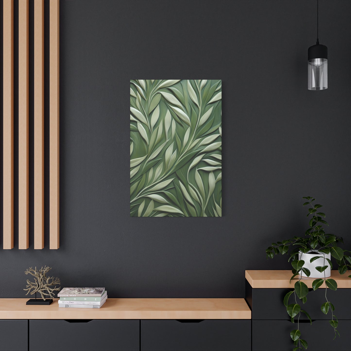 Olive Green Texture Leaves Prints Wall Art & Canvas Prints