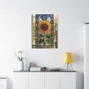 Ornate Stained Glass Sunflower Panel Wall Art & Canvas Print