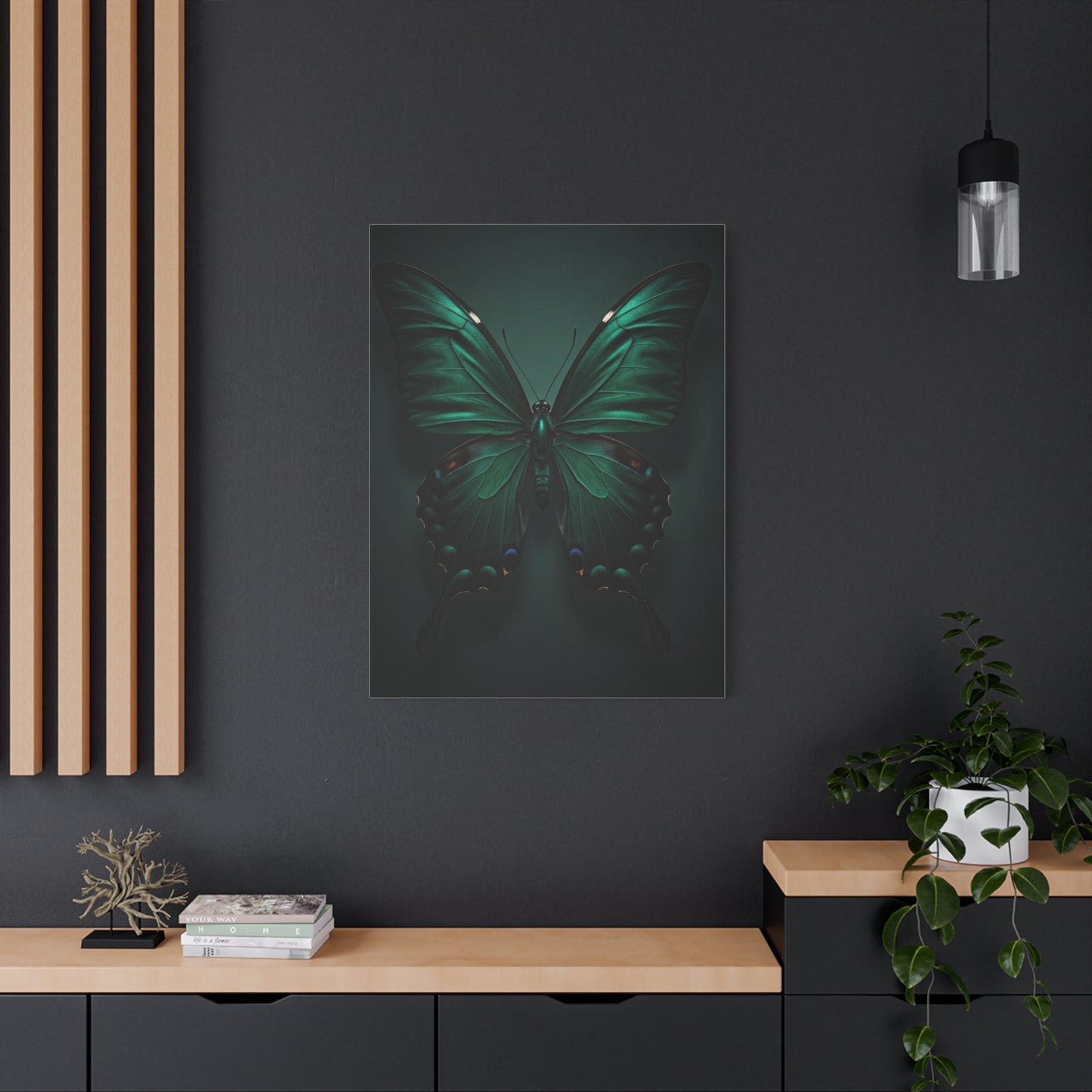 Symmetrical Emerald Butterfly Portrait Wall Art & Canvas Prints