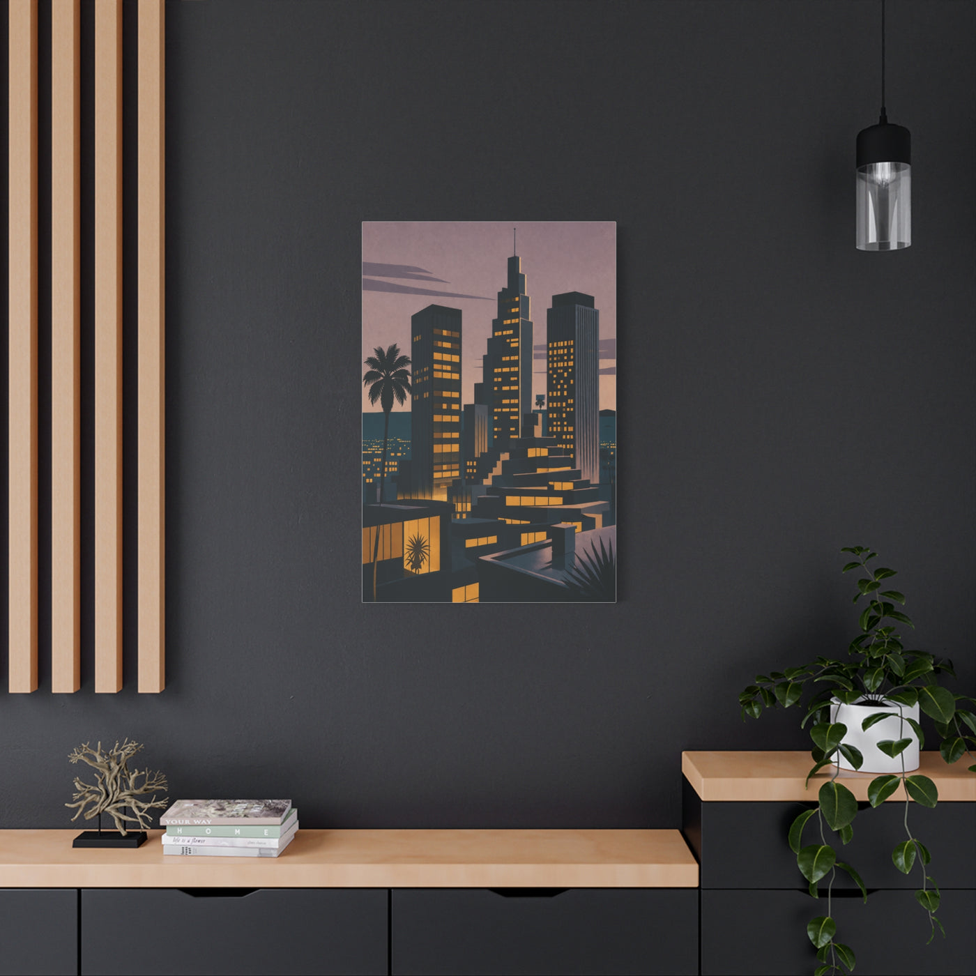 Retro Modern Skyline Dusk Wall Art & Canvas Print