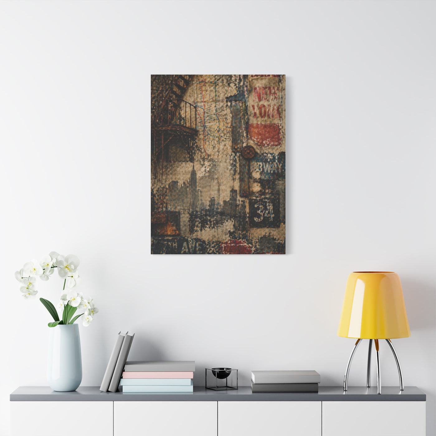Urban Vintage Collage Skyline Wall Art & Canvas Print