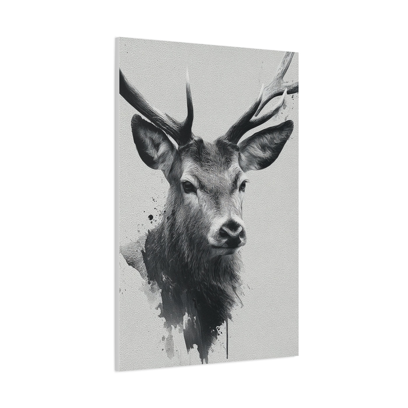 Minimal Ink Wash Deer Portrait Wall Art & Canvas Print