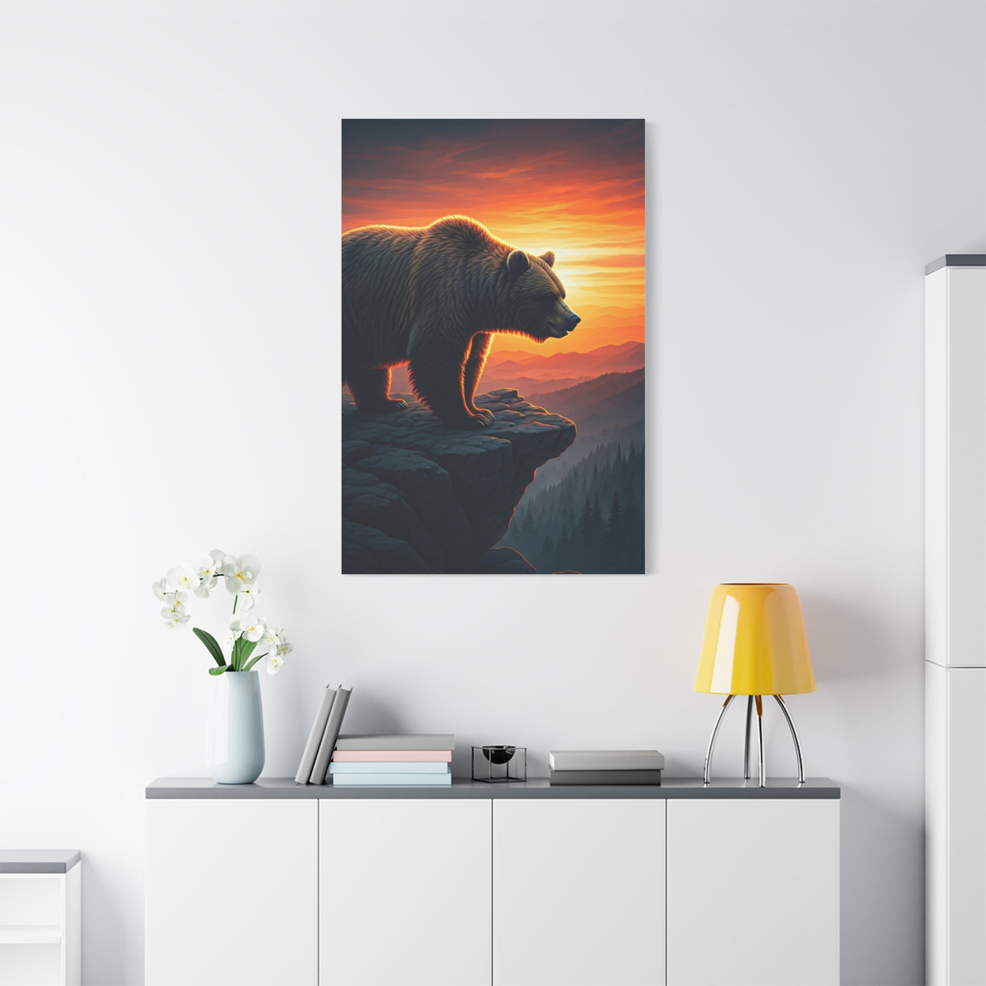 Sunset Cliff Grizzly Bear Wall Art & Canvas Prints