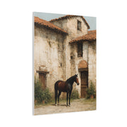 Rustic Courtyard Horse Scene Wall Art & Canvas Print